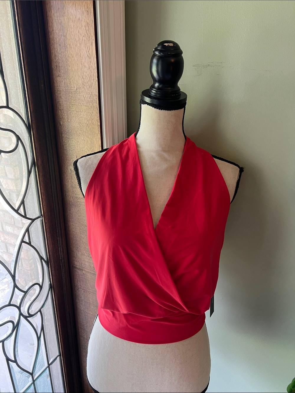 Moa Moa Red Surplice Halter Camisole